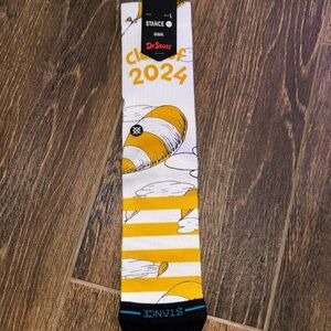 Stance Dr. Seuss Yellow and White Striped Socks